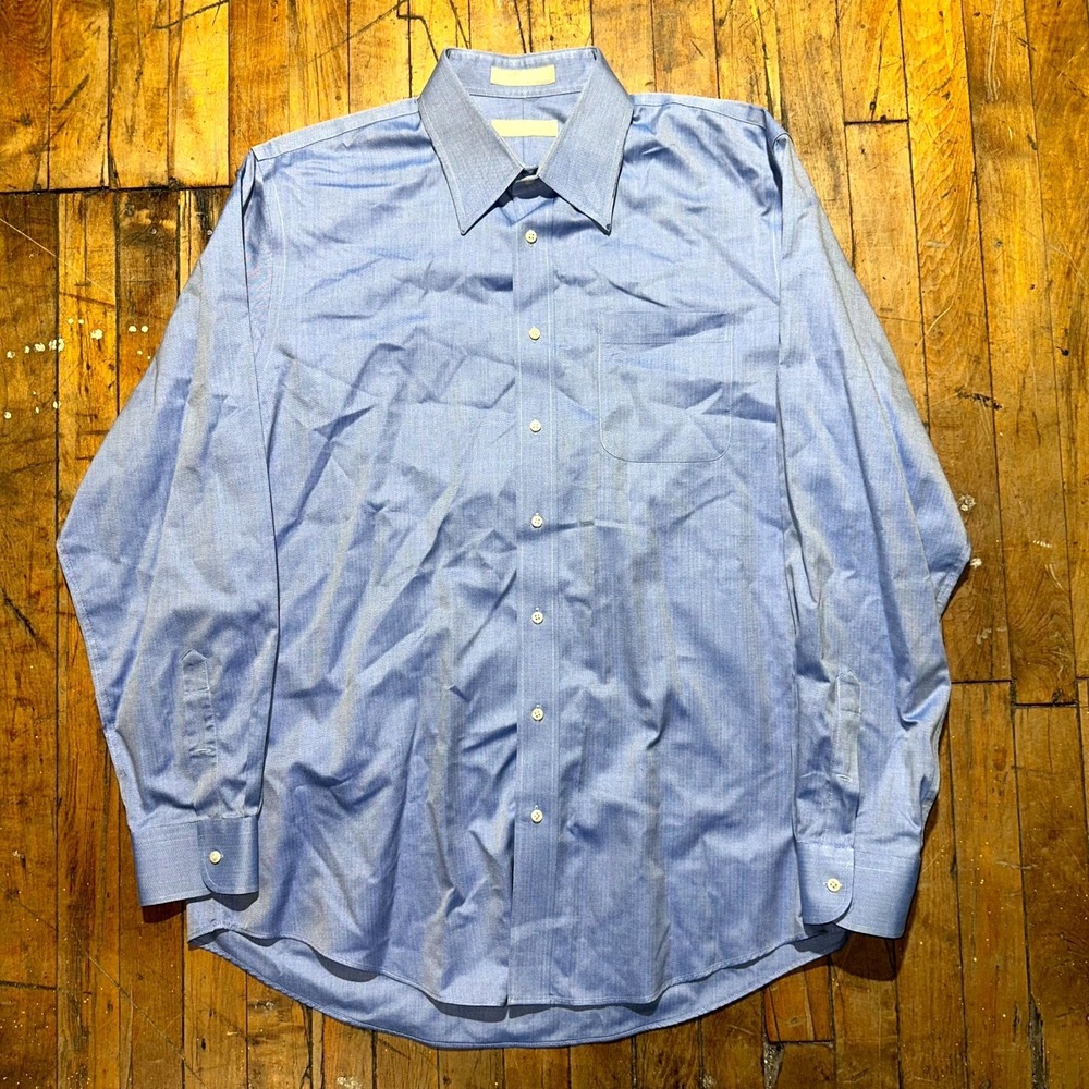 Nordstrom Dress Shirt Men's 17 Light Blue Long Sleeve Button-Down Barrel Cuffs